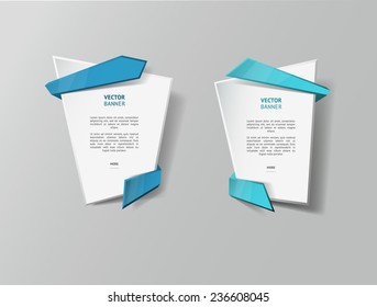 Vector infographic origami banners set. Pastel colors