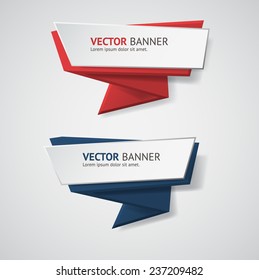 Vector infographic origami banners set. Vintage colors
