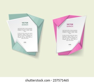 Vector infographic origami banners set. Pastel colors