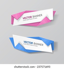 Vector infographic origami banners set. Pastel colors