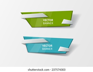 Vector infographic origami banners set. Bright colors