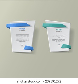 Vector infographic origami banners set. Pastel colors