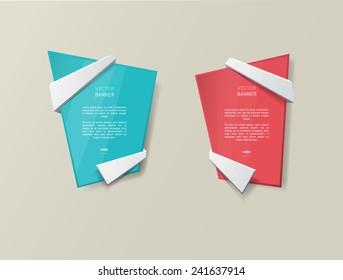 Vector infographic origami banners set.
