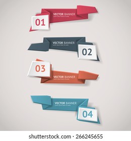 Pancartas de origami infográfico vectorial.