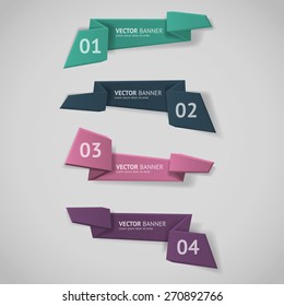 Vector infographic origami banners set.