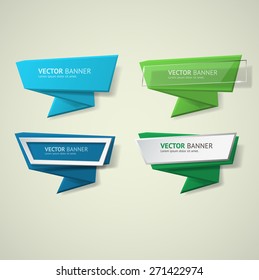 Vector infographic origami banners set.