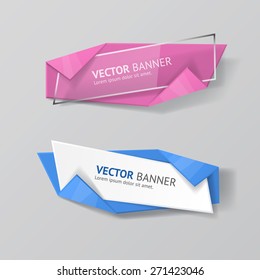 Vector infographic origami banners set.