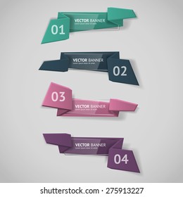 Vector infographic origami banners set.