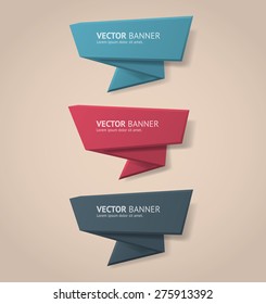 Vector infographic origami banners set.