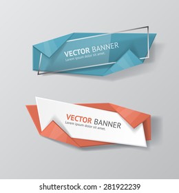 Vector infographic origami banners set.