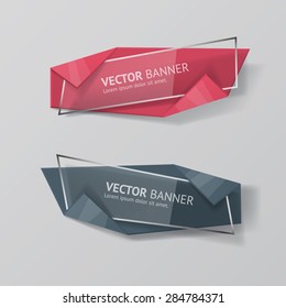 Vector infographic origami banners set.