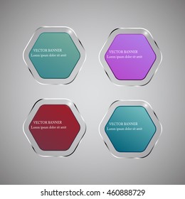 Vector infographic origami banners set.Glass