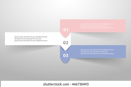 Vector infographic with pantone colors of the year 2016 Rose Quartz and Serenity. Template for diagram, graph, presentation and chart. Business concept with 3 options, parts, steps or processes. 