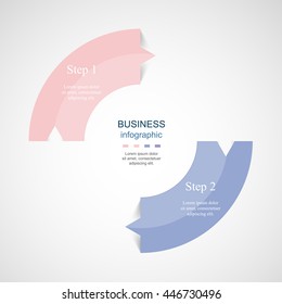 Vector infographic with pantone colors of the year 2016 Rose Quartz and Serenity. Template for diagram, graph, presentation and chart. Business concept with 2 options, parts, steps or processes. 