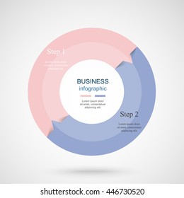 Vector infographic with pantone colors of the year 2016 Rose Quartz and Serenity. Template for diagram, graph, presentation and chart. Business concept with 2 options, parts, steps or processes. 