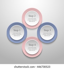 Vector infographic with pantone colors of the year 2016 Rose Quartz and Serenity. Template for diagram, graph, presentation and chart. Business concept with 4 options, parts, steps or processes. 
