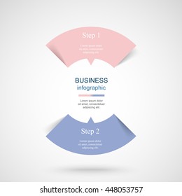 Vector infographic with pantone colors of the year 2016 Rose Quartz and Serenity. Template for diagram, graph, presentation and chart. Business concept with 2 options, parts, steps or processes. 