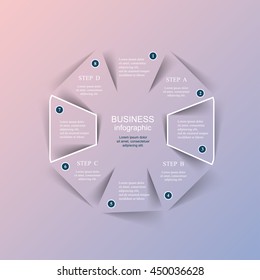 Vector infographic with pantone colors of the year 2016 Rose Quartz and Serenity. Template for diagram, graph, presentation and chart. Business concept with 8 options, parts, steps or processes. 
