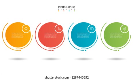 Vector infographic paper layout design template with thin line element. Business concept with 4 options, steps or processes. 