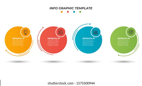 Vector infographic paper layout design template with thin line process. Business concept with 4 options, steps. 