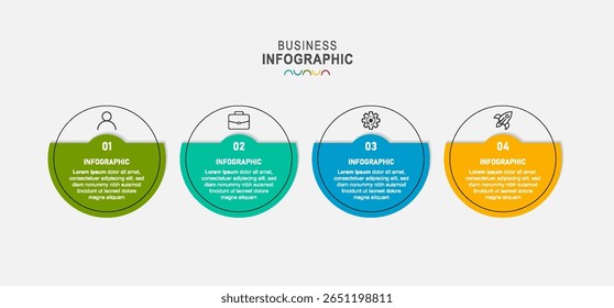 Vektor-Infografik-Papierlayout-Design-Vorlage mit Dünnlinien-Prozess. Geschäftskonzept mit 4 Optionen, Schritten.