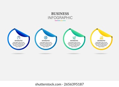 Vector infographic paper layout design template. Business concept with 4 options, steps.