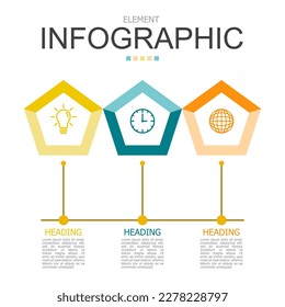 bloque de plantilla de la línea de tiempo del borde del pentágono de infografía vectorial. se utiliza para el diagrama de procesos, presentación, flujo de trabajo, diseño de información, banner, gráfico y gráfico.