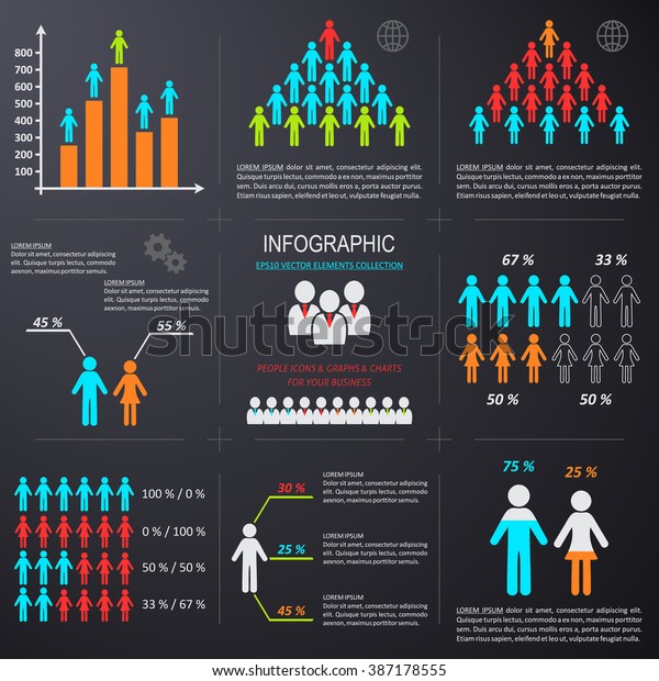 Vector Infographic People Icons Graphs Charts Stock Vector (Royalty ...