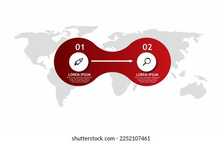 vector infographic for presentation, red colored infographic design with two steps for your business presentation