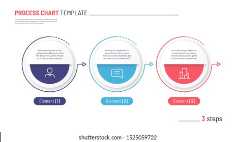 Vector infographic process chart template. Three steps.