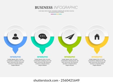 Vector infographic process chart template 4 steps and icons