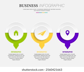 Vector infographic process chart template 3 steps