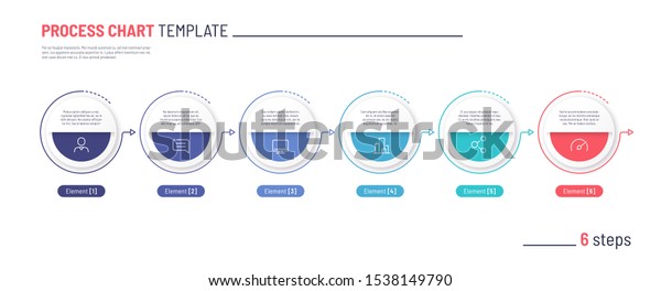 Vector Infographic Process Chart Template Six Stock Vector (Royalty ...