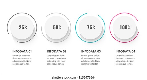 Vector Infographic process design template with 4 options or steps. Infographics for business concept. Can be used for presentations banner, workflow layout, process diagram, flow chart, info graph
