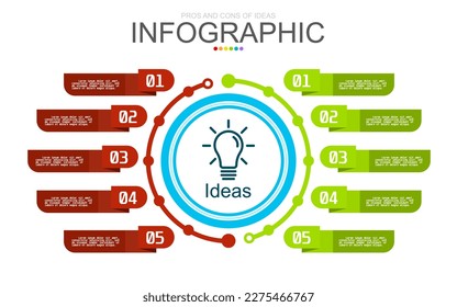 vector infographic pros and cons of ideas design template with 6 steps block. used for process diagram, presentation, working flow, information layout, banner, chart, and graph.