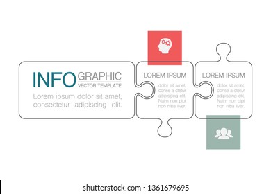Vector infographic puzzle template for diagram, graph, presentation, chart, business concept with 2 options.