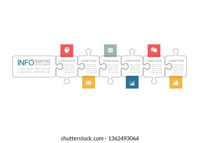 Vector infographic puzzle template for diagram, graph, presentation, chart, business concept with 6 options.