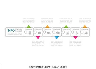 Vector infographic puzzle template for diagram, graph, presentation, chart, business concept with 7 options.