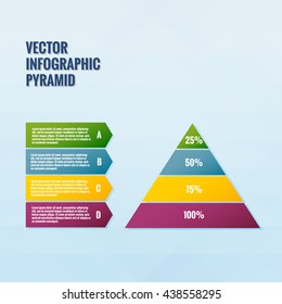 Vector infographic pyramid with arrows. Template for web and print design