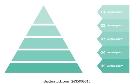 Pirámide de infografía de Vector con flechas y texto.
