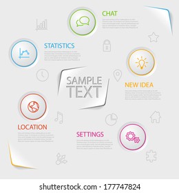 Vector Infographic report poster with circle buttons and line icons