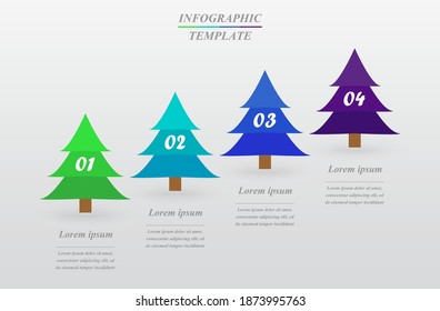 Vektorgrafik-Berichtsvorlage mit 4 Optionen. Konzept des Weihnachtsbaumes.
