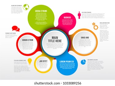 Vector Infographic report template with circles and colorful icons