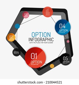 Vector infographic report template. Cut of or embossed minimal line design with stickers
