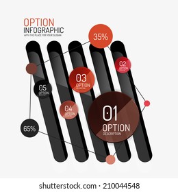 Vector infographic report template. Cut of or embossed minimal line design with stickers