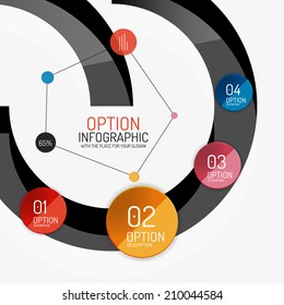 Vector infographic report template. Cut of or embossed minimal line design with stickers