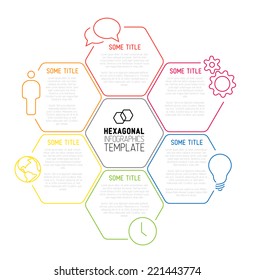 Vector Infographic report template made from lines and hexagons