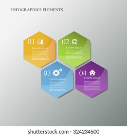 Vector Infographic report template made from lines and icons