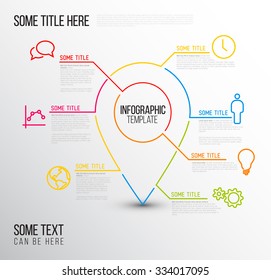 Vector Infographic report template made from lines and icons with location pointer