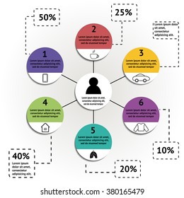 Vector Infographic report template made from lines and icons. Can be used to illustrate the costs of daily life on the website, in the brochure etc.